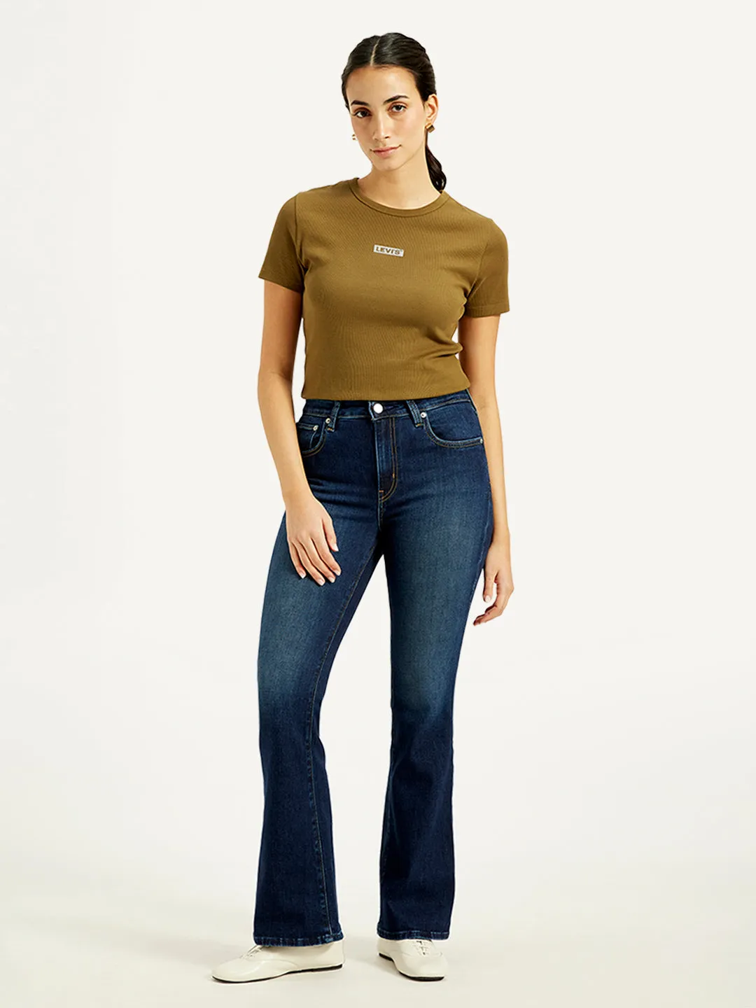Women's 726 Navy Blue Flared Fit High Rise Jeans