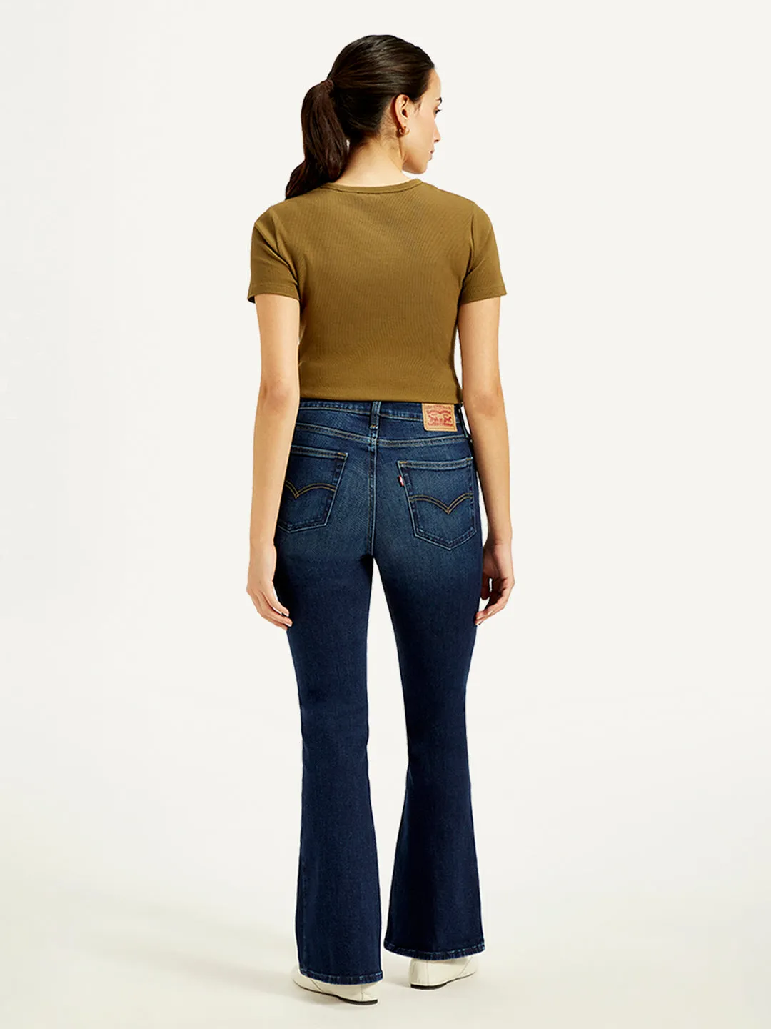 Women's 726 Navy Blue Flared Fit High Rise Jeans