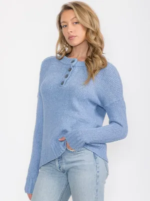 WOMEN'S LONG SLEEVE BUTTON UP KNIT PULLOVER SWEATER