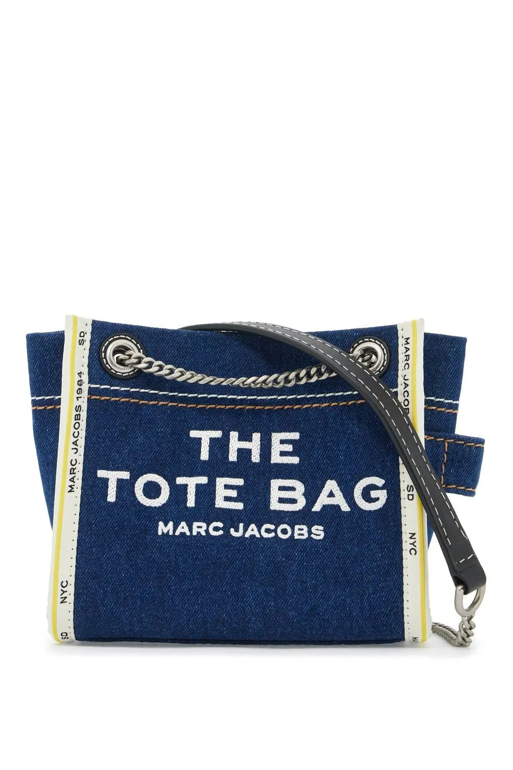 Women's The Tote Bag Denim Mini Tote in Blue | Size UNI | 2F4HCR016H05