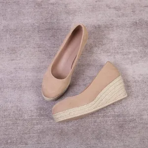 Women's Wedge Heel Thick Sole Round Toe Shallow Mouth Single Shoe