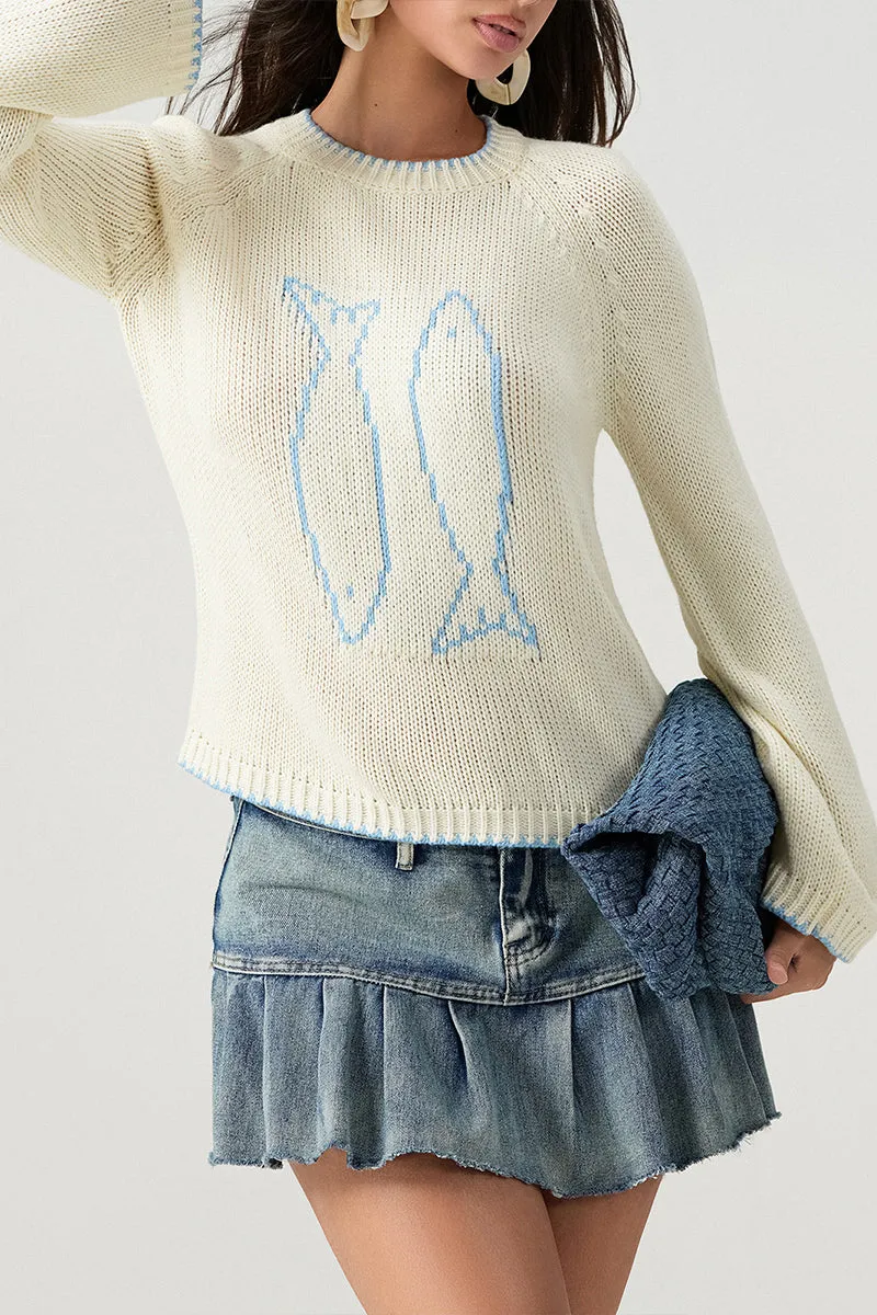 WS3358 Round Neck Pullover Sweater Outerwear