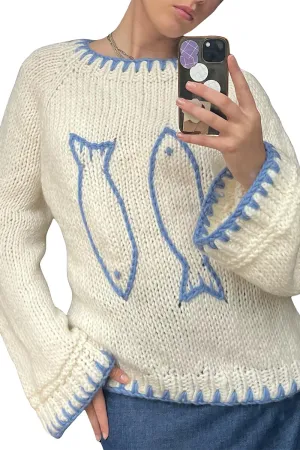 WS3358 Round Neck Pullover Sweater Outerwear