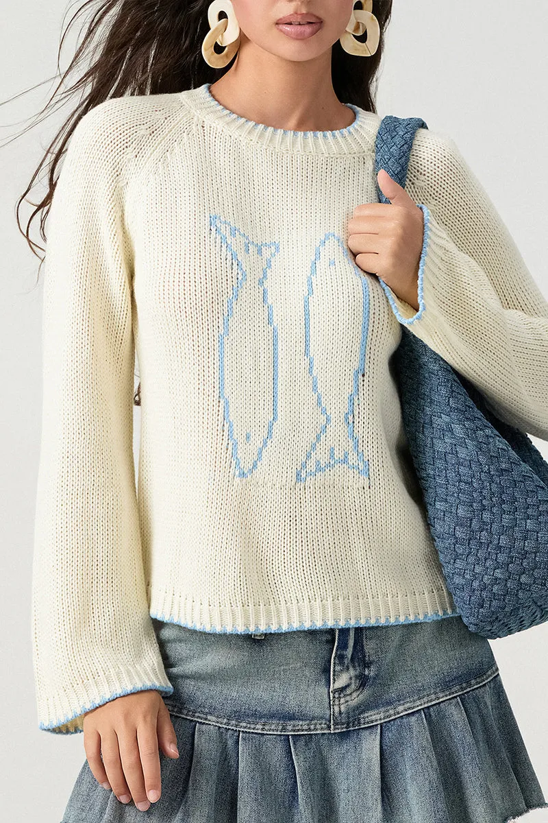 WS3358 Round Neck Pullover Sweater Outerwear