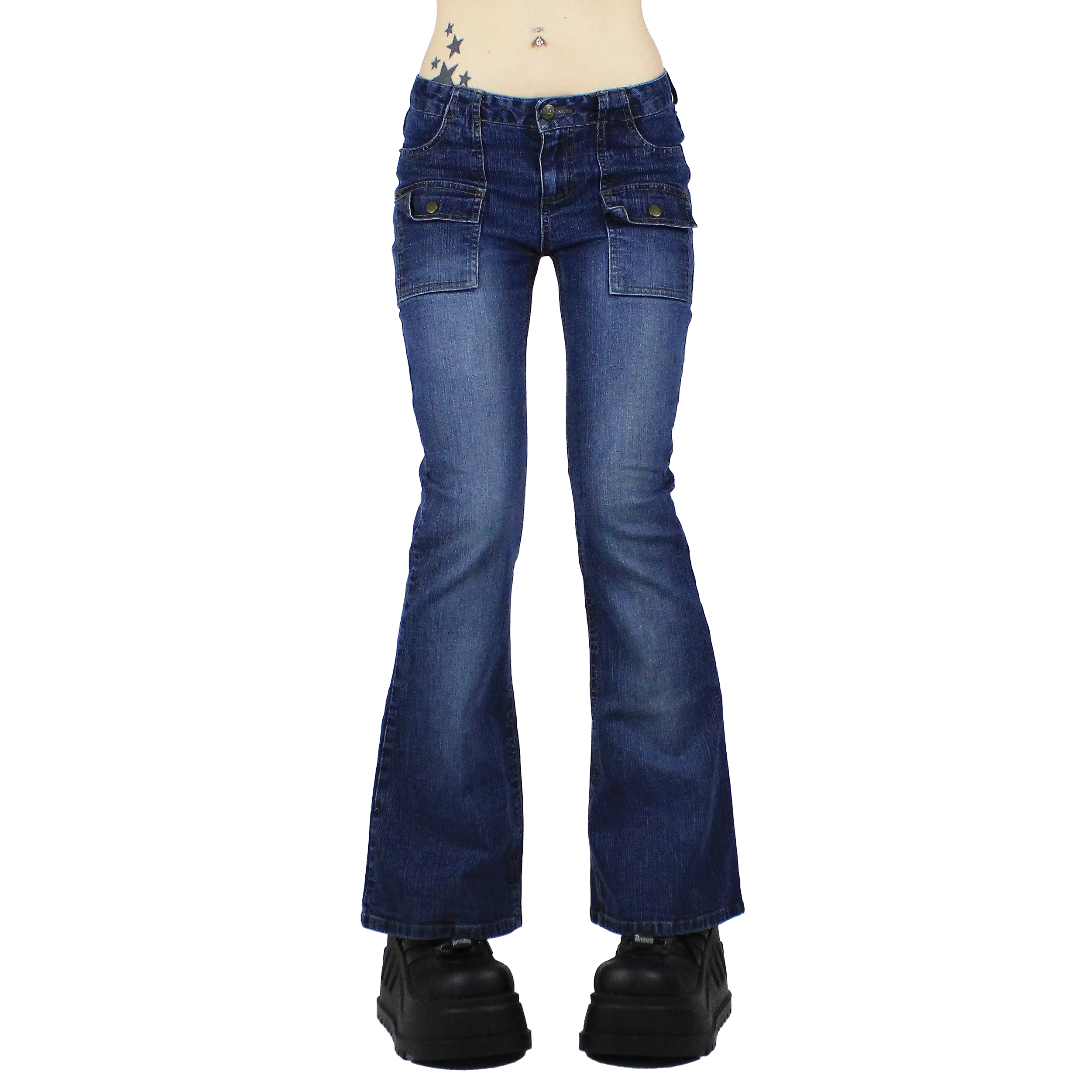 Y2K MUDD Cargo Flare Jeans (XS)