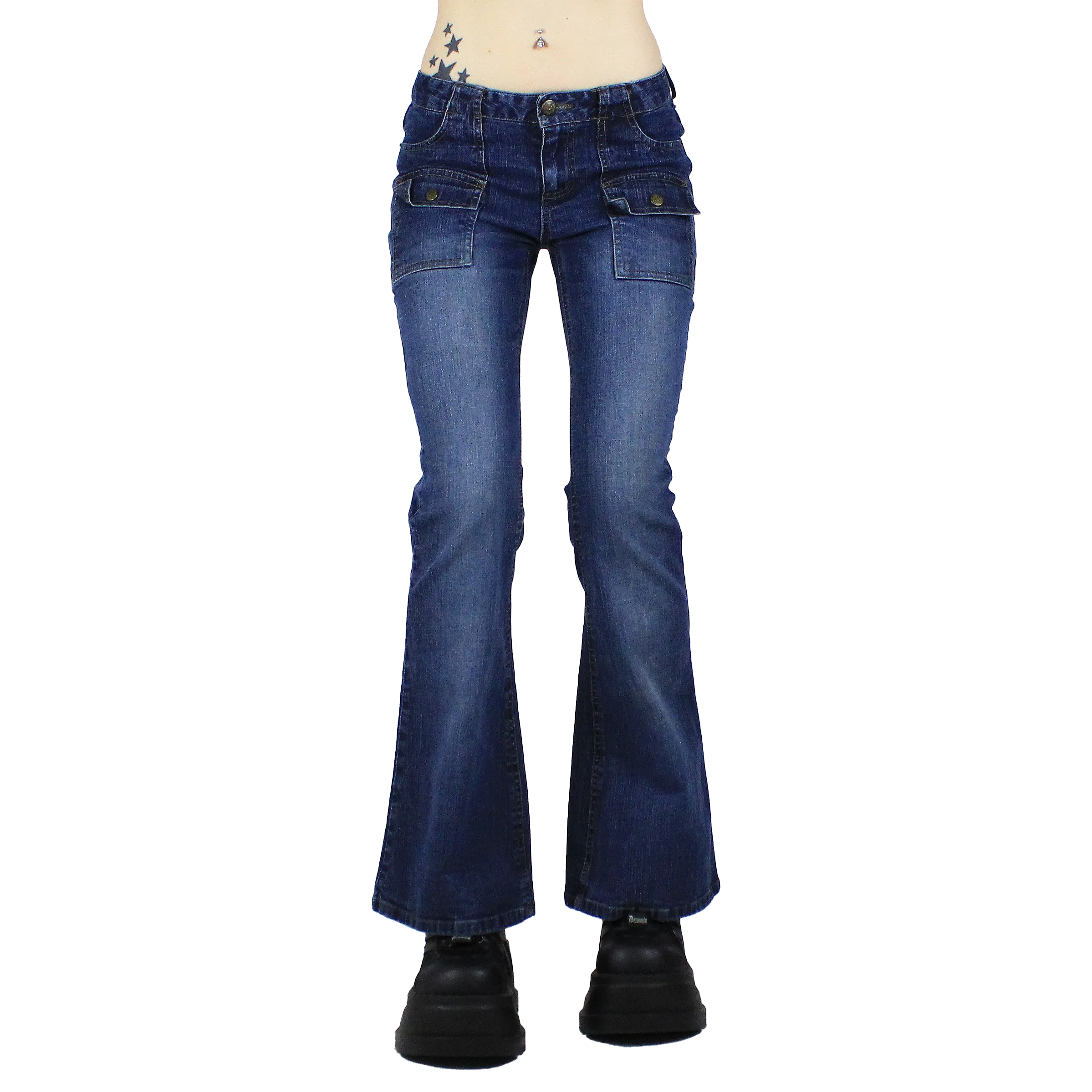 Y2K MUDD Cargo Flare Jeans (XS)
