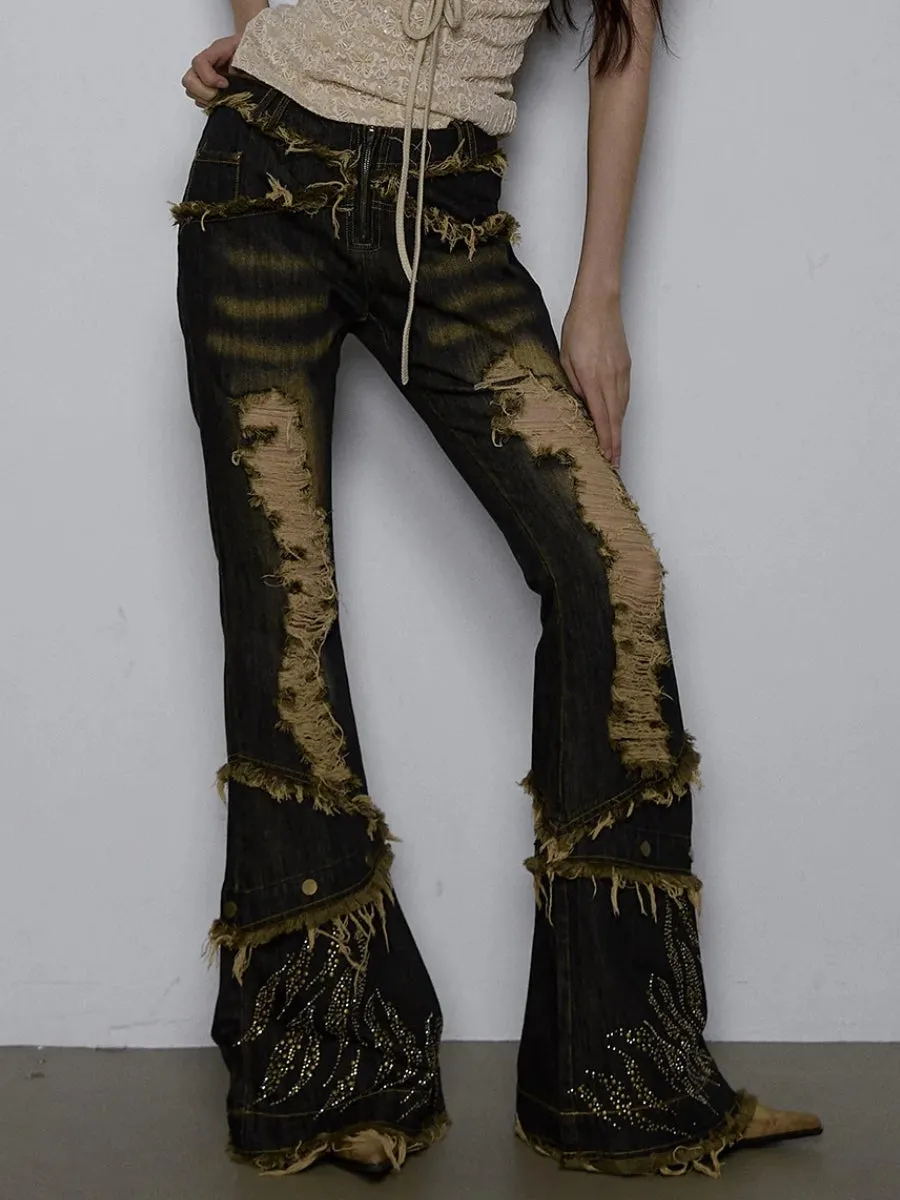 Y2K Ripped Flare Jeans