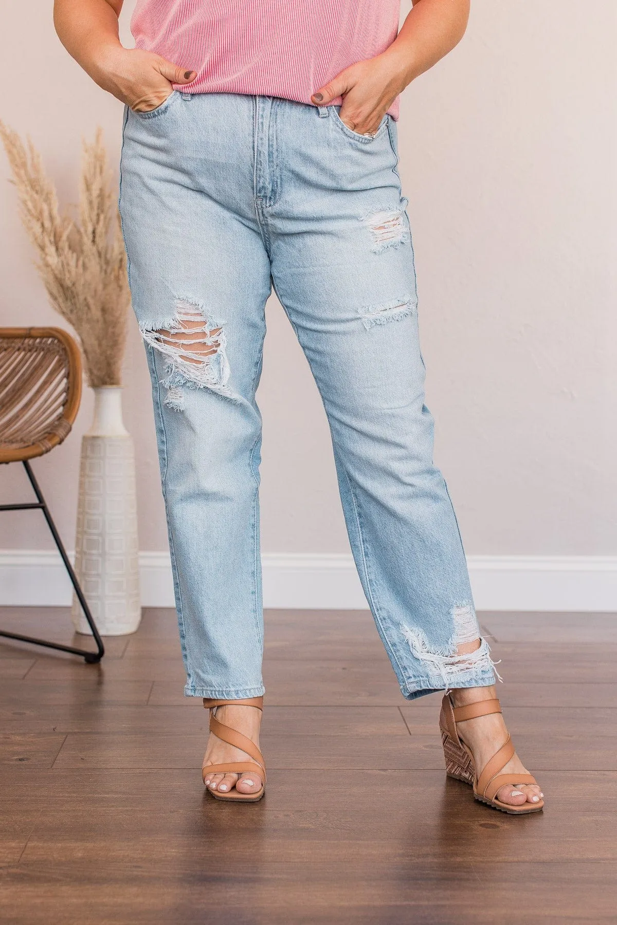 YMI High Waisted Mom Jean- Pamela Wash