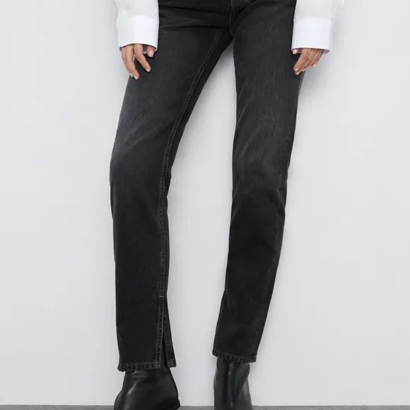 Zara Twilight black Premium jeans w side vents hem