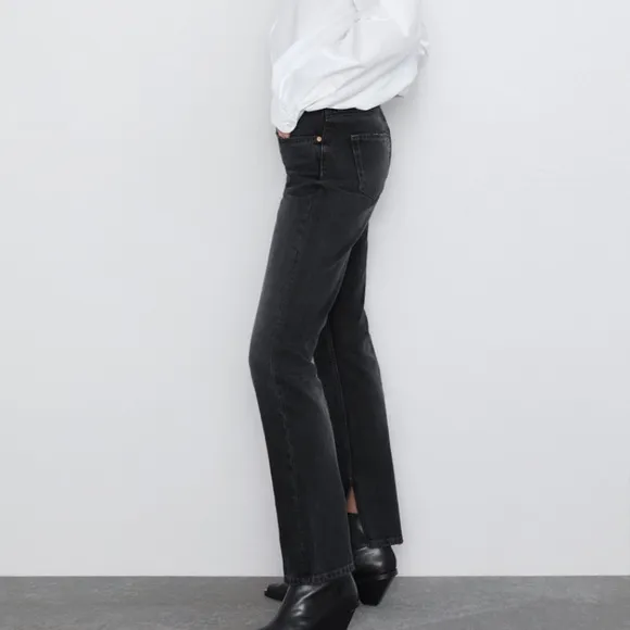 Zara Twilight black Premium jeans w side vents hem