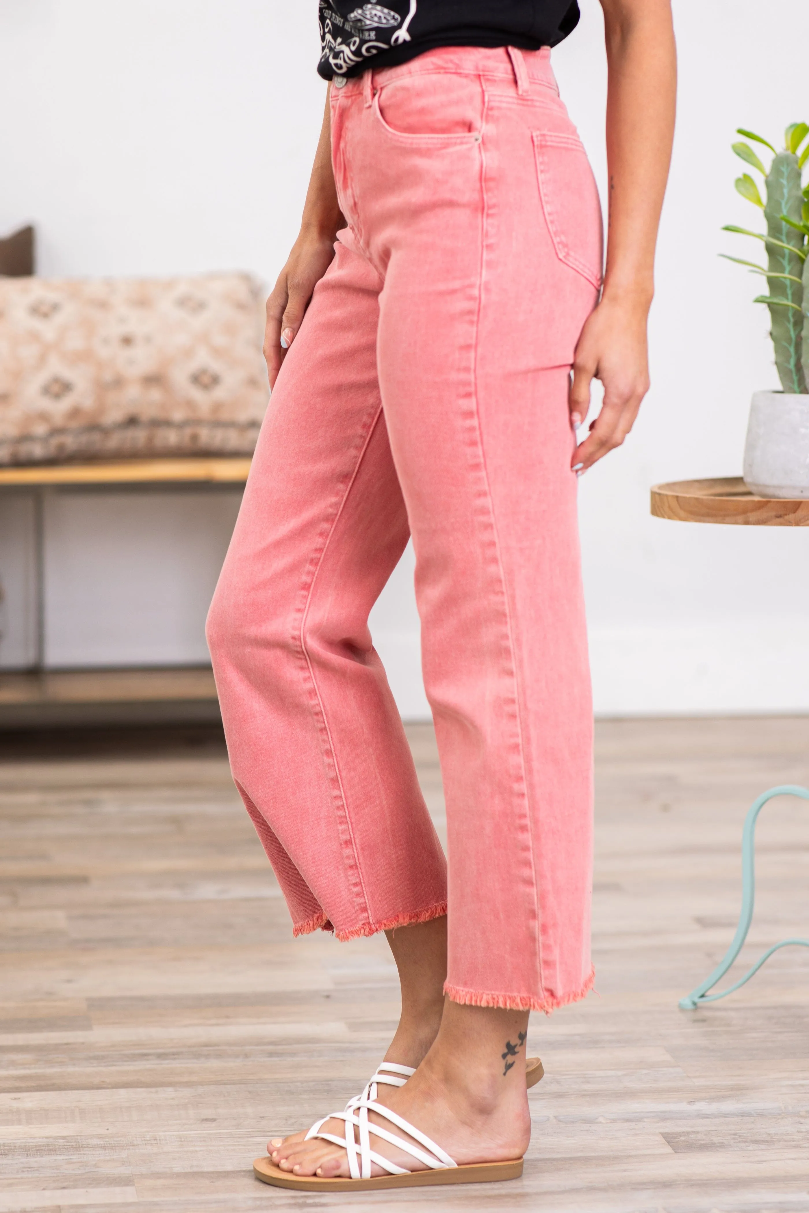 Zenana Wine Washed Kick Flare Jeans